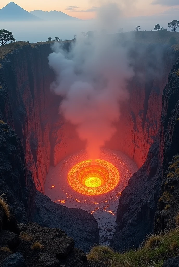 the center of a volcano