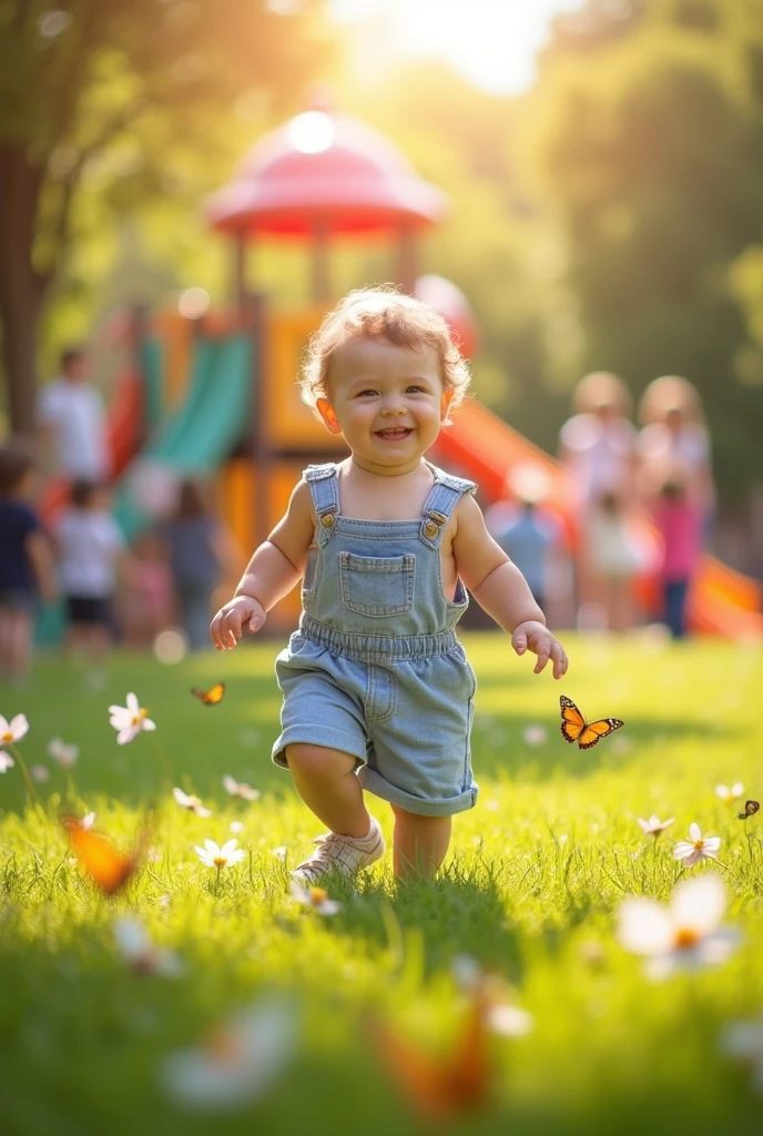 Un très beau bébé de 2ans qui marche en souriant 