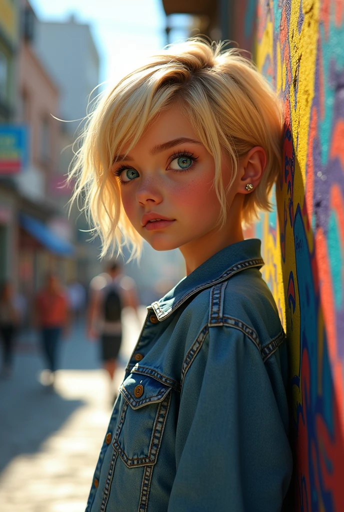 Realistic short hair blonde teen
