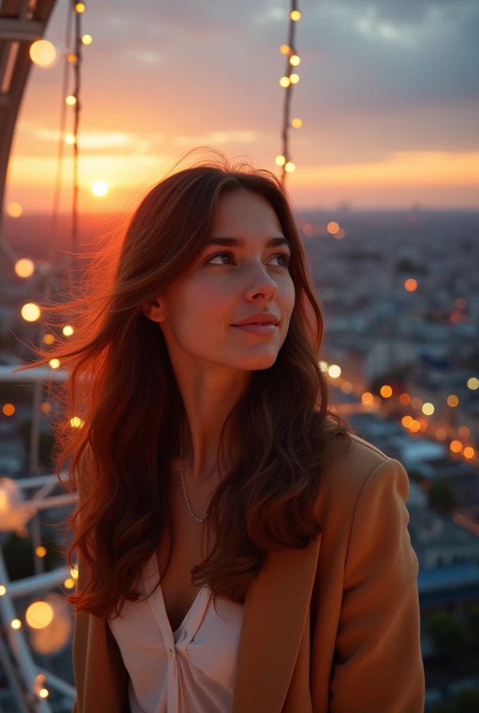 View of a person at the top of the Ferris wheel