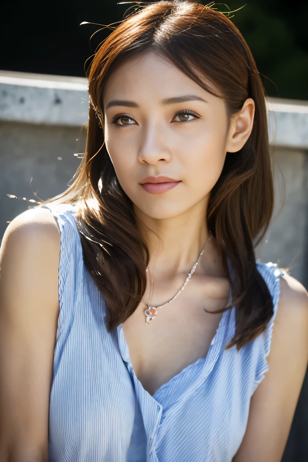 ((Tabletop)), (Ultra-detailed), ((Realistic)), (Better Quality), A very beautiful woman wearing an elegant dress and necklace, Elegant super long hair, Beautiful red and white dress. Her eyes are shining. (((腰から頭まで写っているphotograph))), No makeup、8k smooth, Realistic, photograph, Photorealistic, (High resolution :1.0), (realism:1.4), West Shot, (Realistic skin:1.4), (Exquisite and vivid portraits:1.4), (High resolution:1.4), (ファッションポートレートphotograph:1.4), (photograph リアル:1.4), (Ultra-realistic:1.4)