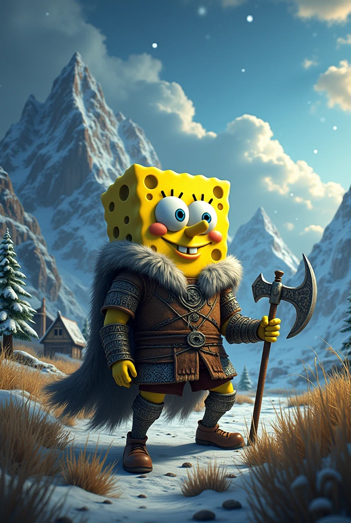 Bob l'éponge dans le jeu assassin creed valhalla