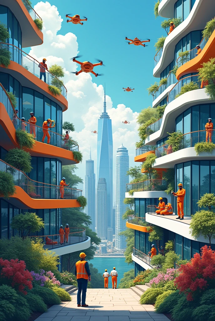 Architecture and Technology:
Message: Integrating technology into design and construction to improve quality of life.
Another one for a somewhat architectural mural