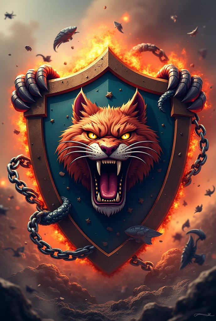 A shield for a team called Pussys Destroyers that crushes a team called Wongs FC in the shield.
