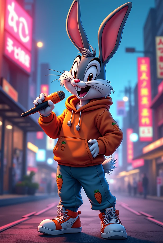 Bug Bunny ,converted to semyhuman,style anime
