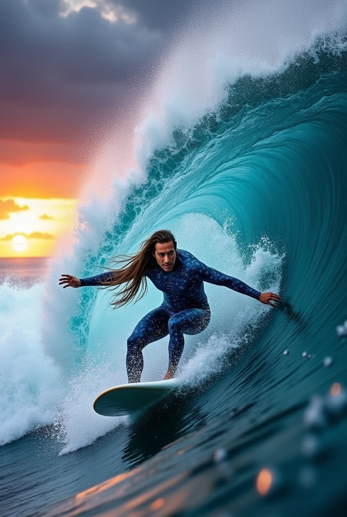 surfer escaping from dangerous wave