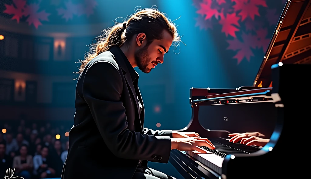 a musician playing classical music, detailed eyes and face, beautiful lips, emotional expression, dramatic lighting, dramatic composition, dramatic chiaroscuro lighting, cinematic lighting, oil painting, highly detailed, intricate detail, masterpiece, photorealistic, 8k, ultra-detailed, sharp focus, vivid colors, dramatic colors, dynamic pose, intense gaze, classical music, solo musician