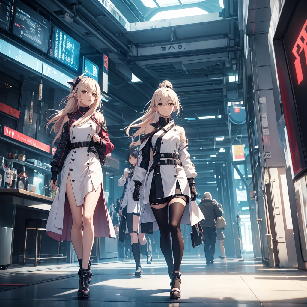 Make the character Chisato in a futuristic outfit in a social and luxurious setting..