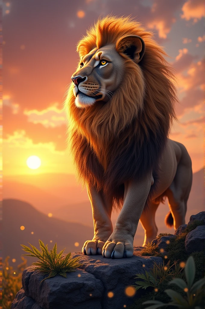 Real mitológic lion with N J letters