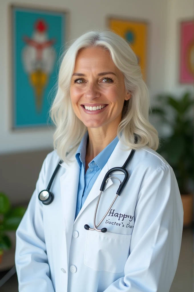Image of Happy Doctor's Day doctor brown eyes white hair