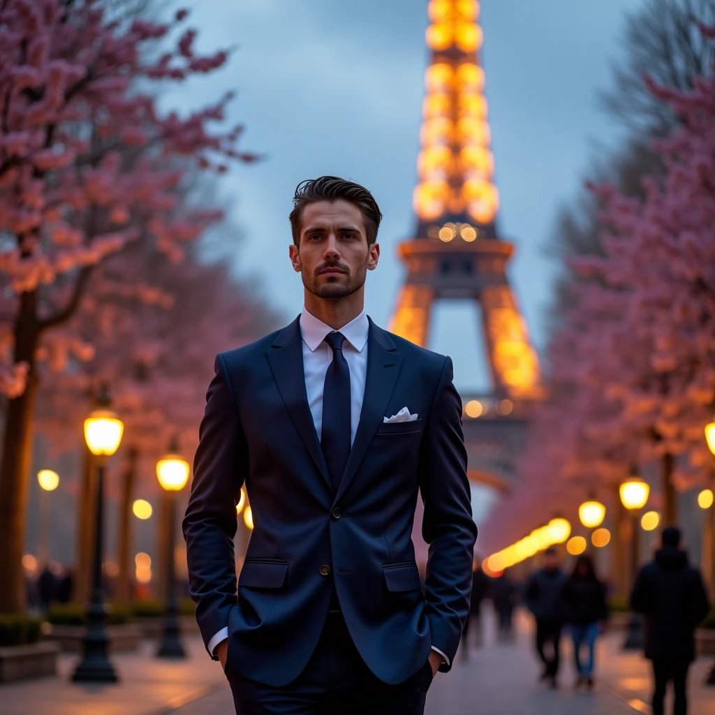 man at the Eiffel Tower