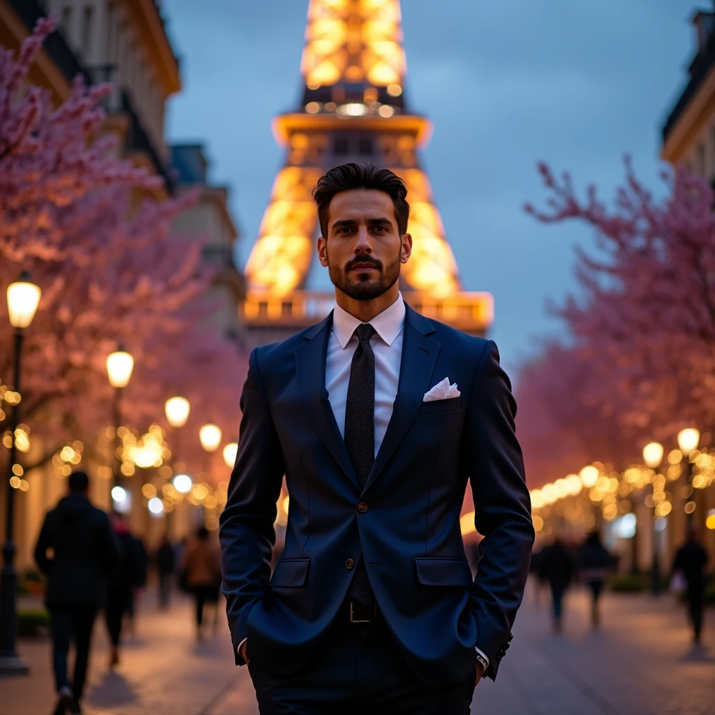 man at the Eiffel Tower
