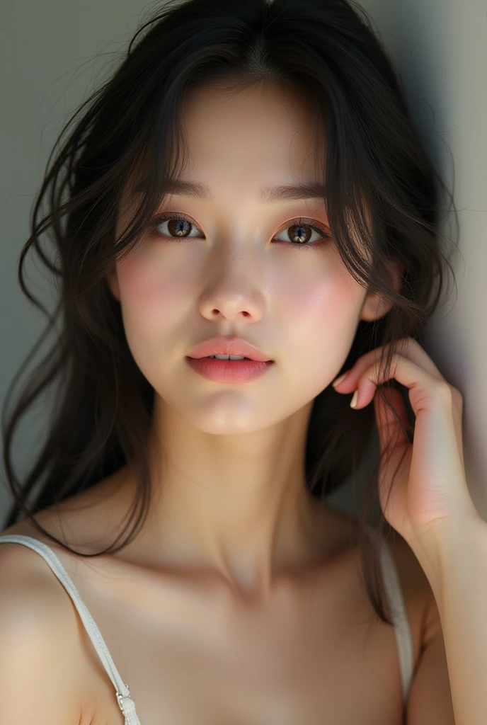 (((One person,alone))),(Highly realistic photos, High resolution, Detailed face, Beautiful Eyes) Japanese women, 30 years old, Modern beauty standards, Glamorous body, Akina Nakamori,Healthy Body,Thighs、Thin lips、smile