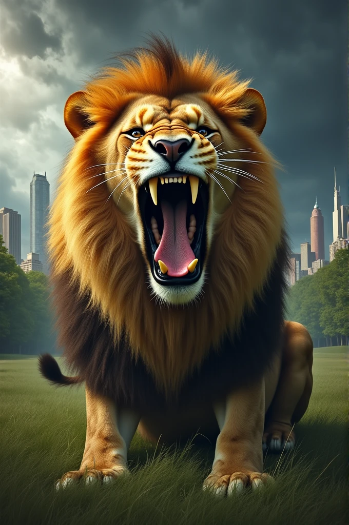 Real lion, angry, N J