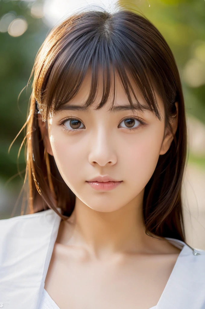 ((highest quality, masterpiece :1.3)), Photorealistic、Ultra-high resolution、Natural skin texture、Hyperrealism、close-up、Beautiful Japanese girl、Shining eyes、bigger breast、Tight uniform、Sad look
