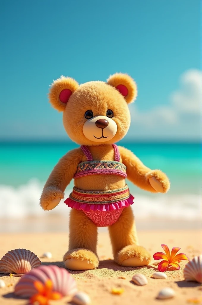 Peruvian teddy bear in a bikini