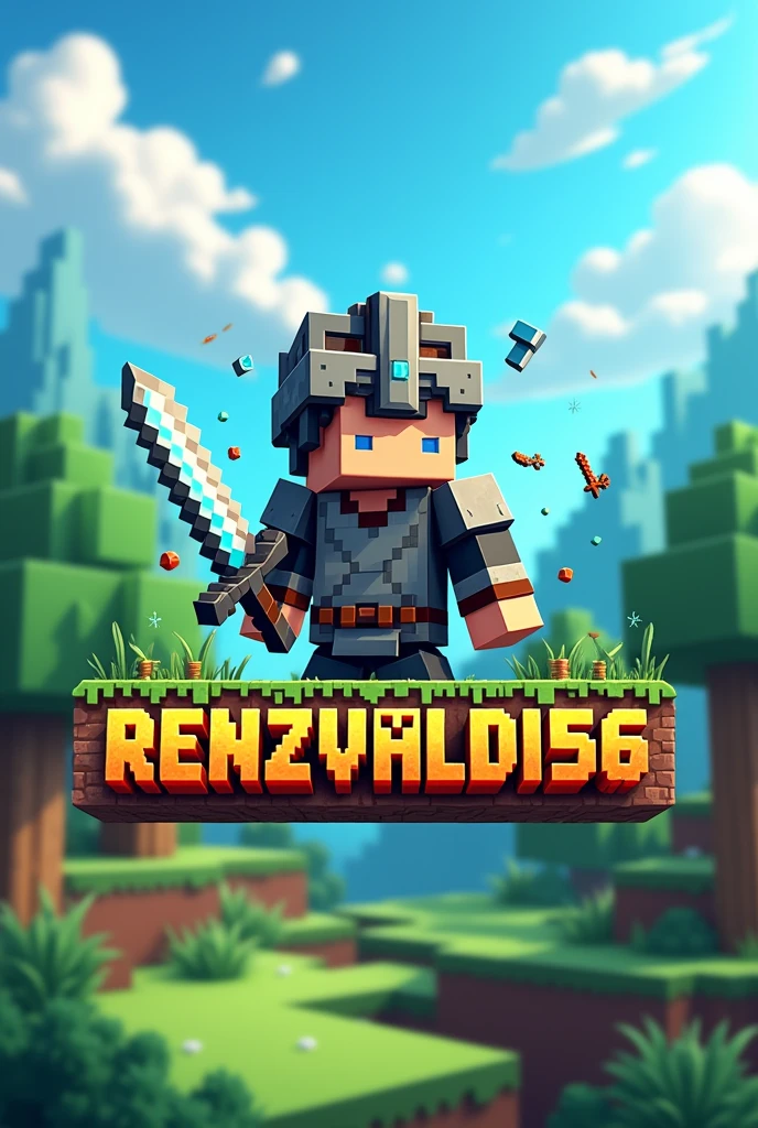 Make a Minecraft game logo that says RENZVALDI56