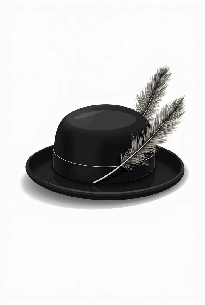 Vector of a beret and a feather , preta e branca 