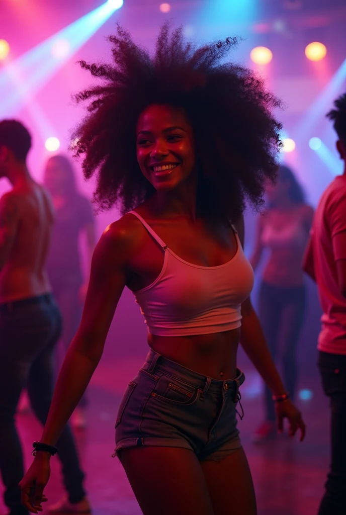 A 24 years old black girl twerking with afro hair