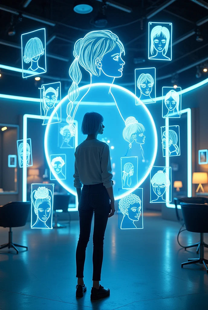 hologram for choosing hairstyle or haircut