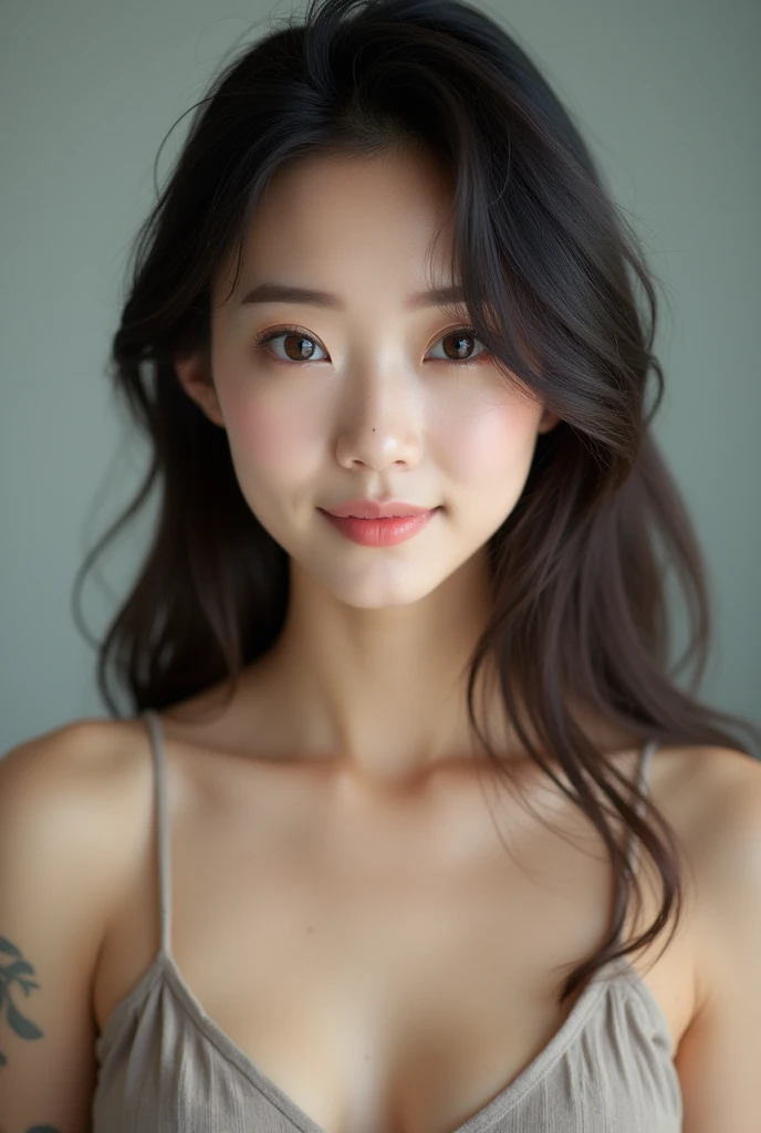 (((One person,alone))),(Highly realistic photos, High resolution, Detailed face, Beautiful Eyes) Japanese women, 30 years old, Beautiful face, Plump body, Healthy Body,Spread your legs、Thin lips、smile、Shot in a photo studio