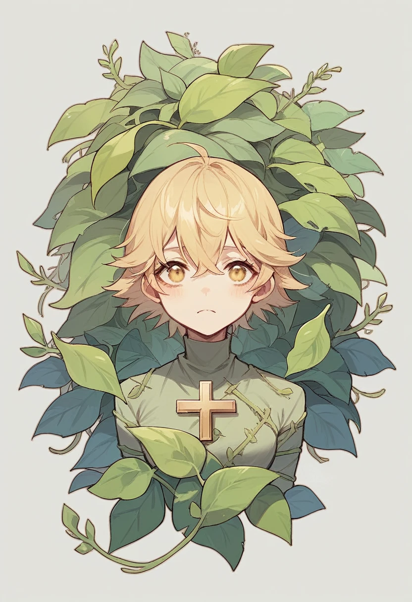 golden cross (object only) with emeralds, seaweed wrapped around cross