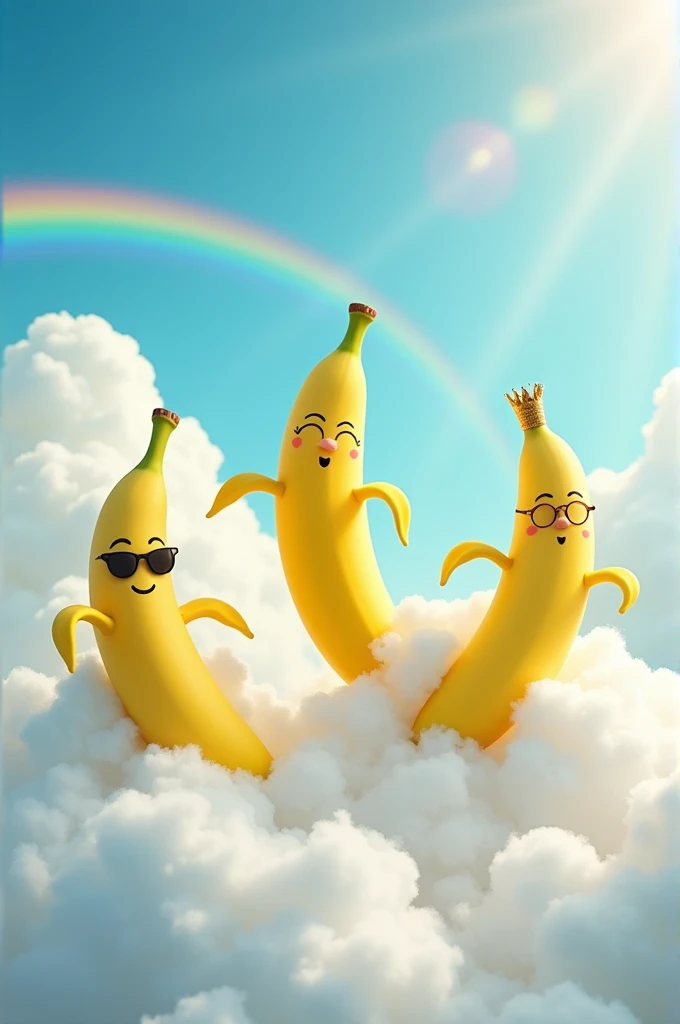 There are three bananas in the sky