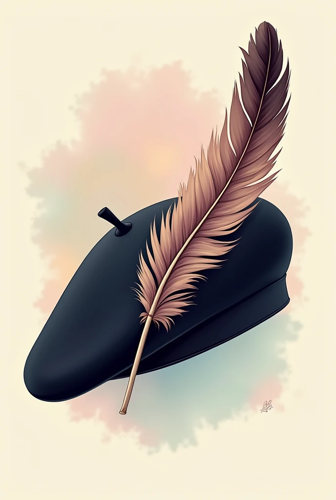 Vector of a beret and a feather, vectorized