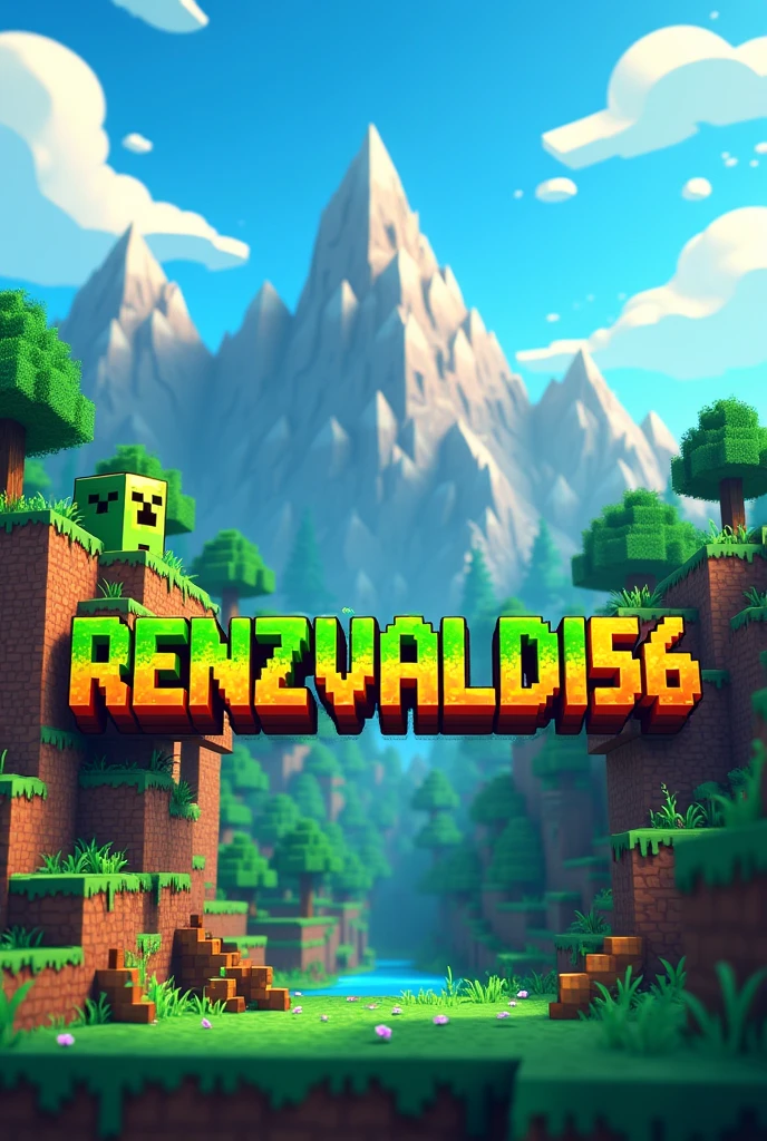 Make a Minecraft game logo that says RENZVALDI56