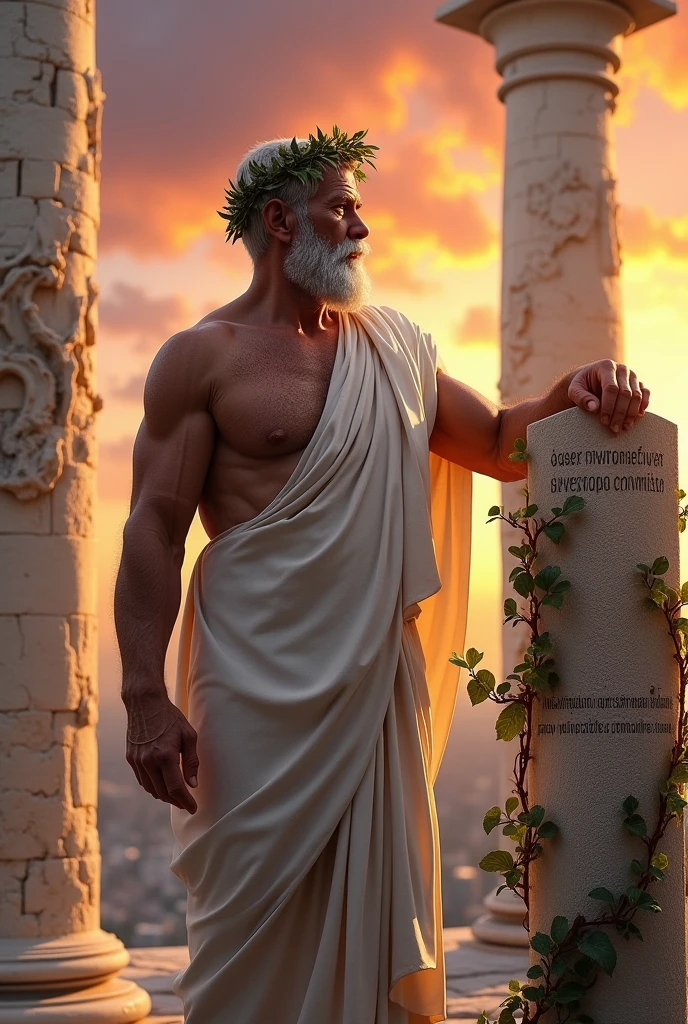 A muscular old philosopher from ancient Greece 