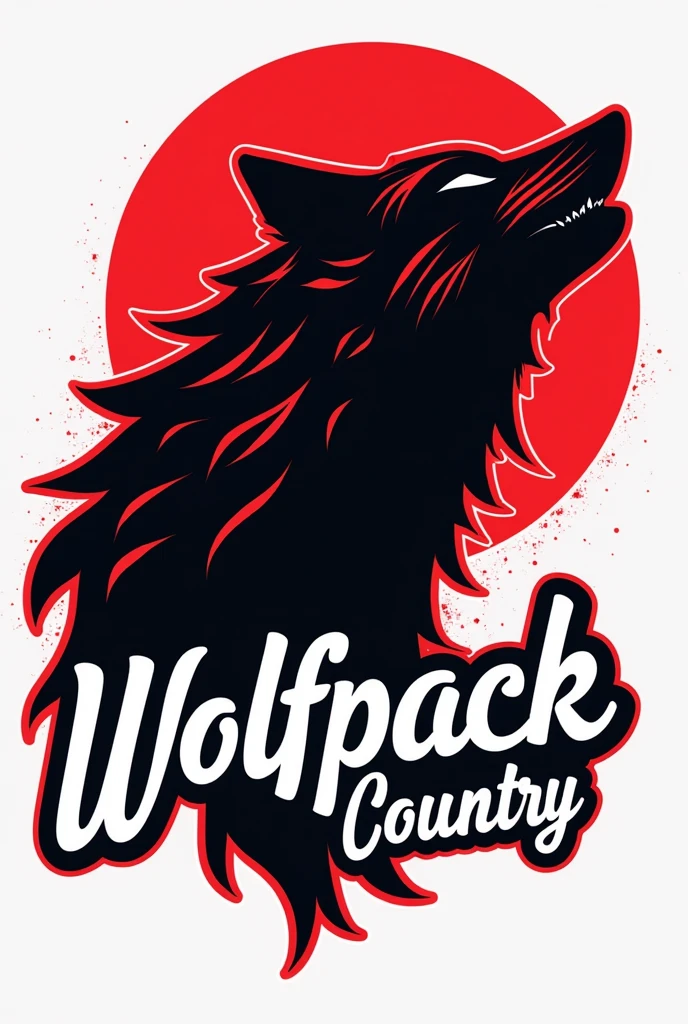 A wolf themed cross country t-shirt design for “Wolfpack cross country team” use only single color (red) and include the words “Wolfpack Cross Country”