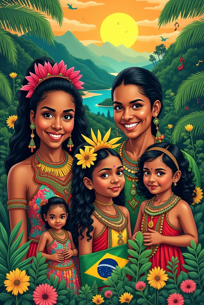 Create an image representing: The beauty of Brazilian diversity for a shirt
