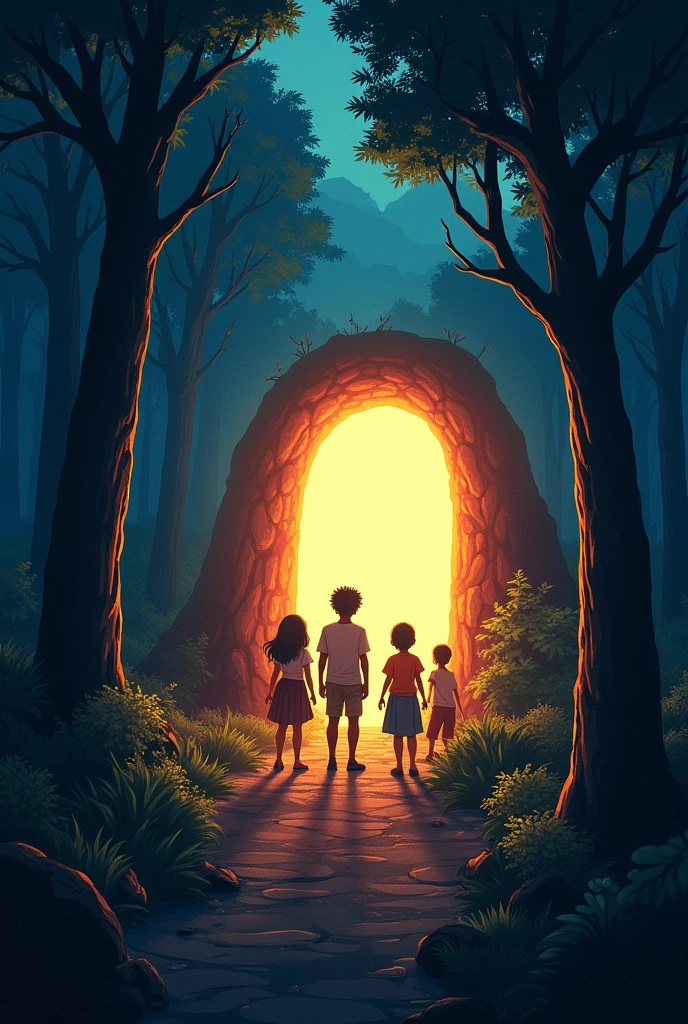 Title: Adventures in a Parallel World

Genre: Science fiction, Adventure

Duration: 90 minutes

Act 1: The Discovery
Scene 1: The Introduction
Location: a small town, Around 8 PM. It's a quiet night, And a group of friends gather at Carlos' house.

Main characters:

Carlos: Group Leader, Curious and brave.
Lucy: Intellectual of the group, Always with a book in hand.
diego: Tech lover, Gadget specialist.
Well: Athlete of the group, Always in action.
Dialogue:

Carlos: "Hey! I have to show you something I found in the forest."
Lucy: "what is? Don't tell me it's another one of your jokes."
Carlos: "This is for real this time. You won't believe this."
SCENE 2: The Portal
Location: A clearing in the forest, Where a strange glow emanates from among the trees.

action:

The friends follow Carlos to the clearing. Over there, They discover a bright portal floating in mid-air, Emitting a pulsating light.
Dialogue:

Well: "This doesn't look normal at all, guys."
diego: (Taking photos with his phone) "This is amazing... I've never seen anything like this."
Lucy: "We shouldn't get closer, We don't know what it is."
Carlos: (Unable to resist) "I'm just going to take a look..."
Carlos approaches the portal and, Before the others can stop him, He's absorbed by it. Without hesitation, His friends follow him.

Act 2: The Parallel World
Scene 3: First Contact
Location: A strange landscape where the sky is purple and gravity seems to fluctuate.

action:

The friends fall from the portal and land on a soft, strange ground. Everything around them seems to constantly change; The mountains are moving, The rivers flow in reverse.
Dialogue:

Lucy: "This isn't a dream, TRUE?"
diego: "Look how those stones are floating... Gravity is crazy here!"
Well: "We need to find Carlos and get out of here as fast as possible."
Scene 4: The Return is Difficult
Location: A forest of translucent trees that emit melodious sounds