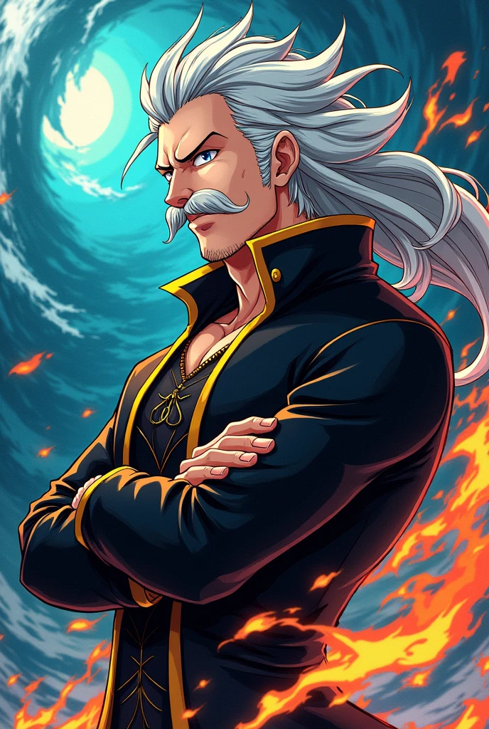 Create an animated and well-edited profile picture icon for Rayleigh, a character from One Piece, that looks eye-catching.