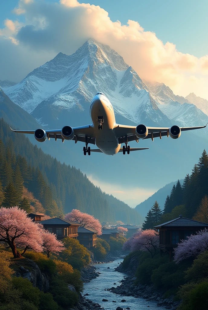 The Boeing 747 began to descend in the middle of mountains in Japan 