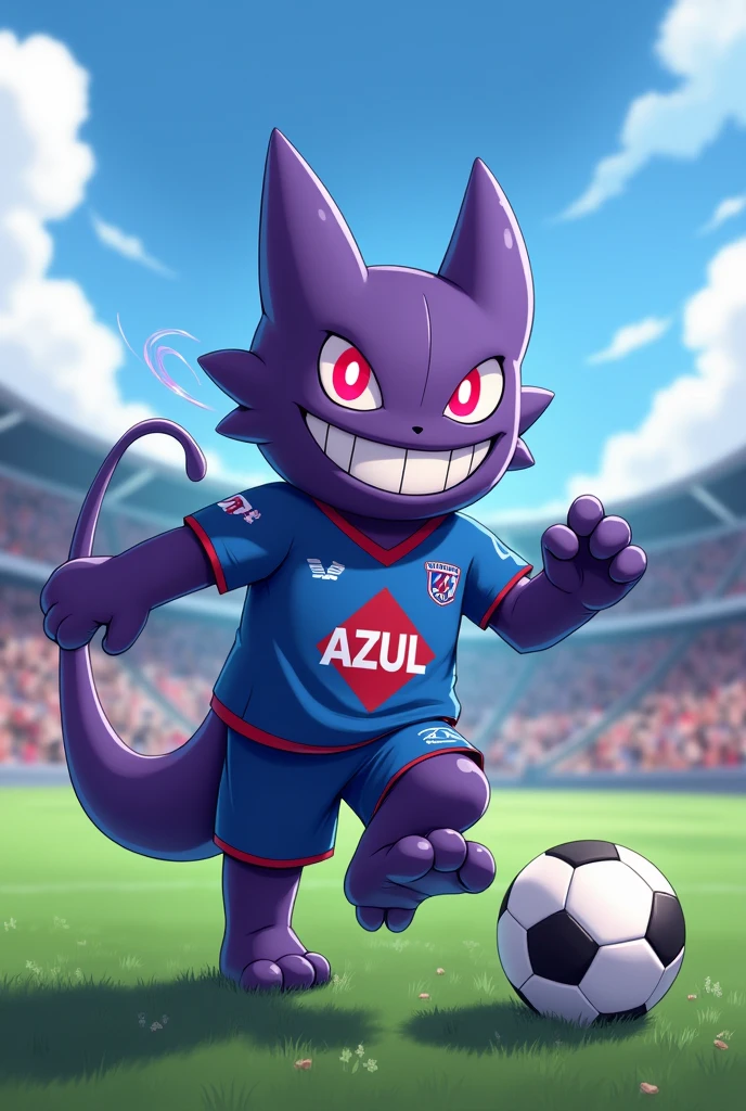 Gengar wearing the Cruz Azul soccer jersey