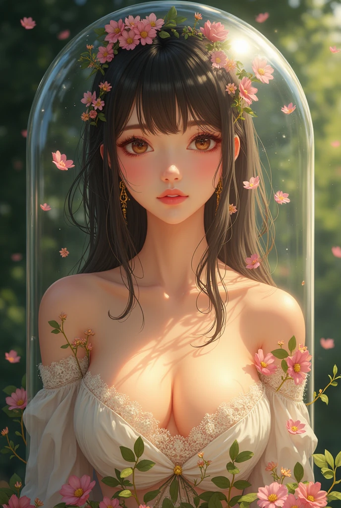 {{{{{3,318 trillion pixels high resolution, nsfw, Realistic scenery and lovely Japanese girl who is sexual panting as her nudity in a romantic Cylindrical crystal herbarium filled with flower oil, thicken the lips look pretty, Boobs are fluffy and bouncy, Tits that get rounder bigger her deep tight cleavage}}}}}, {{{{{detail of The sexual smiling face of a neat and cheerful girl loved by everyone, Her nipples and romantic deep sexual panting Inside a herbarium soaked in female hormones oil depicted in detail, Trapping her in a cylindrical herbarium and oiling her to make her pretty and sexy}}}}},{{{{{The hormones in the herbarium cause the innocent girl to flush her face remains a girl only her body changes rapidly tits swelled up to P-cup tits form two beautiful mountains revealing a tight cleavage, A neat girl who traces her crotch with her fingertips and with a moan experiences her first climax and innocent Masturbation that traces the sexual zone, It's too cute and innocent to see her go into her own world nipples out sexual panting and Masturbation that traces the sexual zone as she climaxes over and over again, magical in a romantic Cylindrical crystal herbarium filled with female hormones, All the sexiness that's amplified inside her makes her panting, Cuteness preserved forever shining in exchange for life from her, her beautiful slender underbust, slender curvy cute waistline, an lewd fetish for lips and necks and waistlines, her clearer nip line from underbust to hips, gloomy straight long wig, thick vivid lips}}}}},{{Extremely detailed}},{{{{{heroine girl's Sexually unused body with pure and innocent aura}}}}}