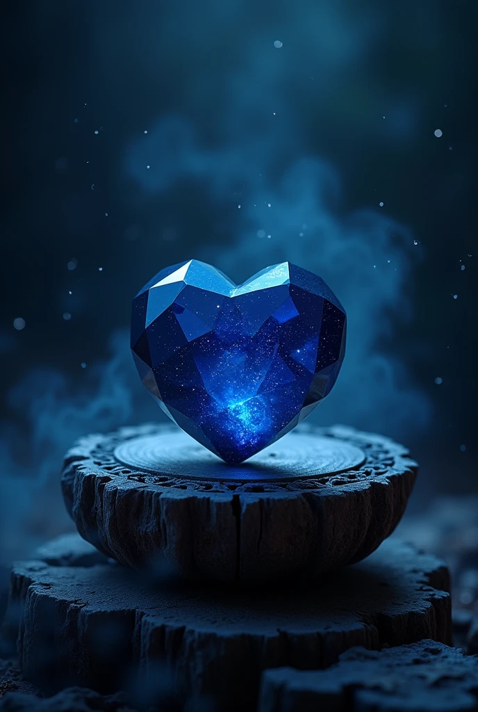 Dark blue heart-shaped precious stone