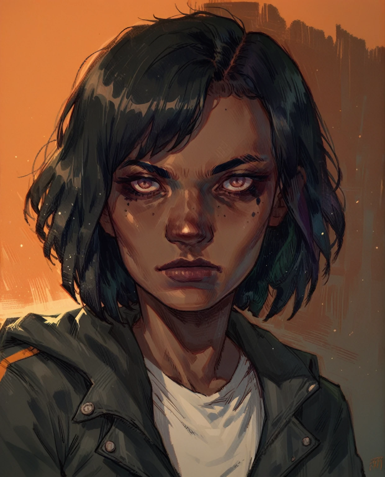 score_9, score_8_up, score_7_up, score_6_up, score_5_up, score_4_up, T0n1, 1girl, colorful, short hair, dark makeup