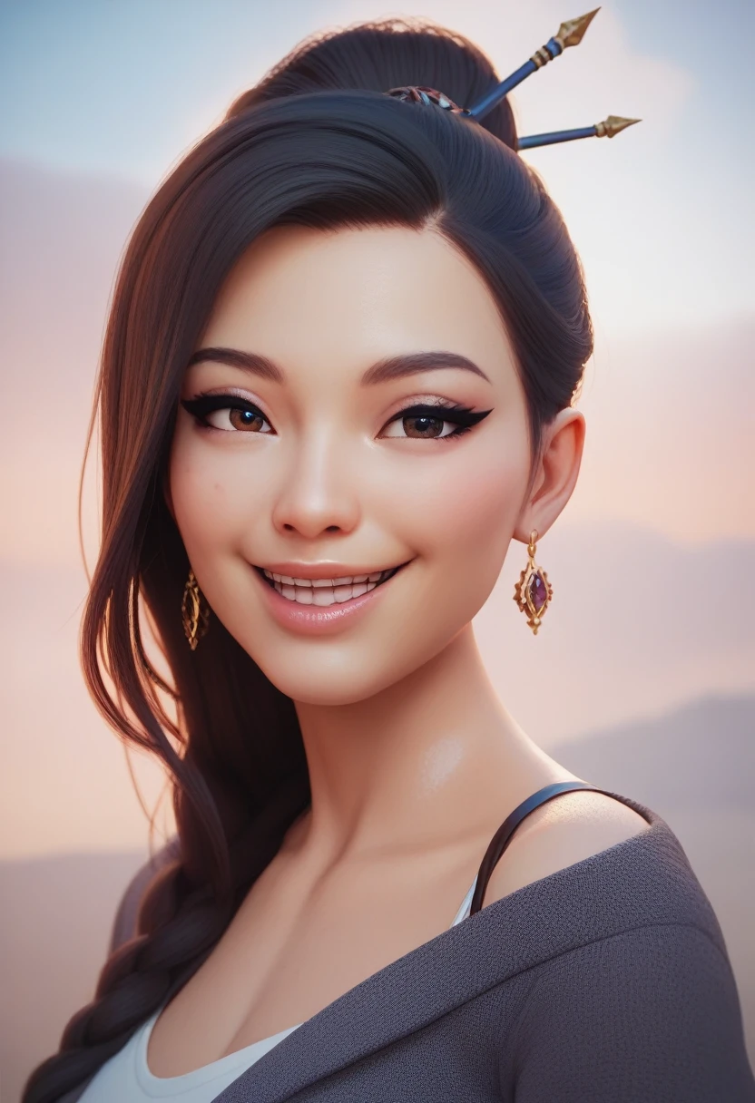 (masterpiece) (best quality) (detailed) (8k) (sharp focus), 1 adult female, sexy smile, Asian face