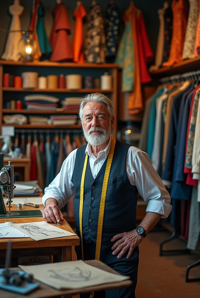 realistic photo of a clothing and tailoring shop