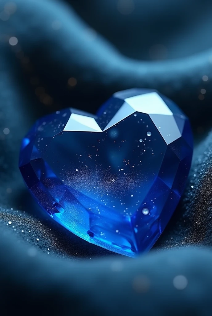 Deep blue heart-shaped precious stone