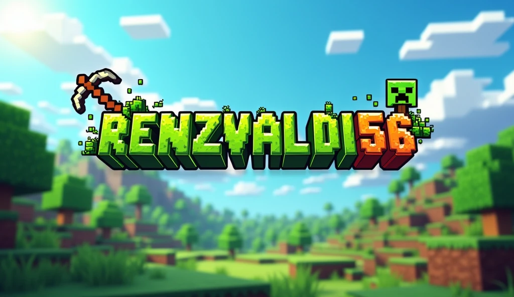 Make a Minecraft game logo that says RENZVALDI56