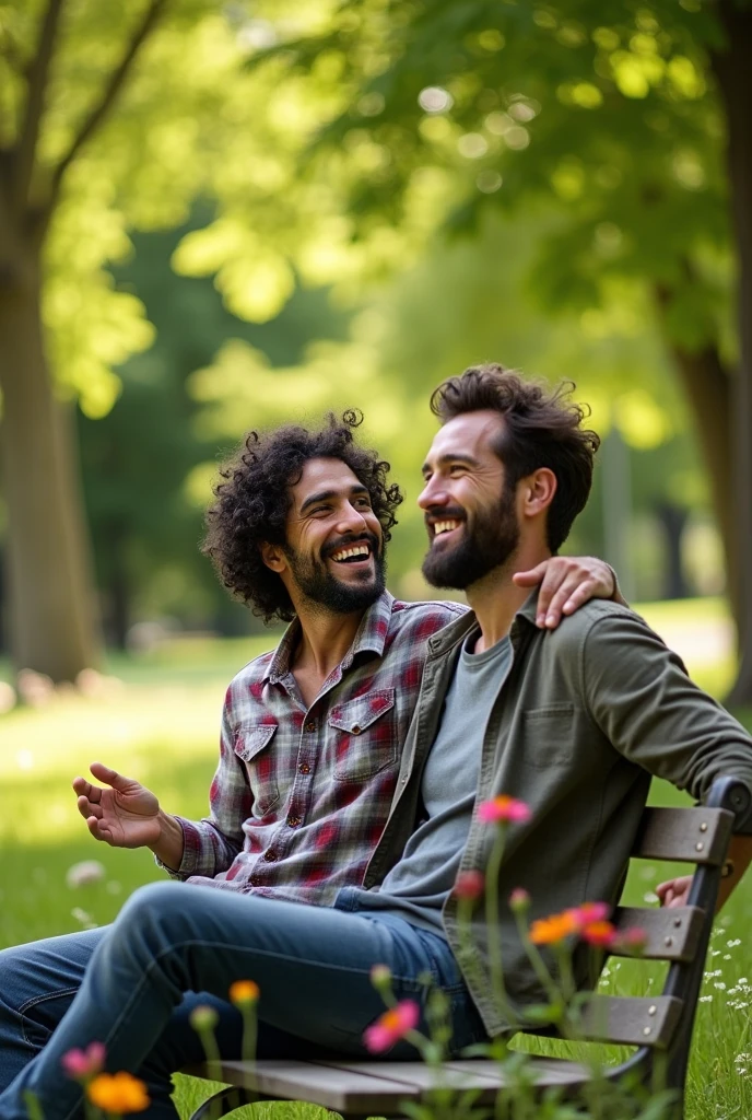 Two men laughing
