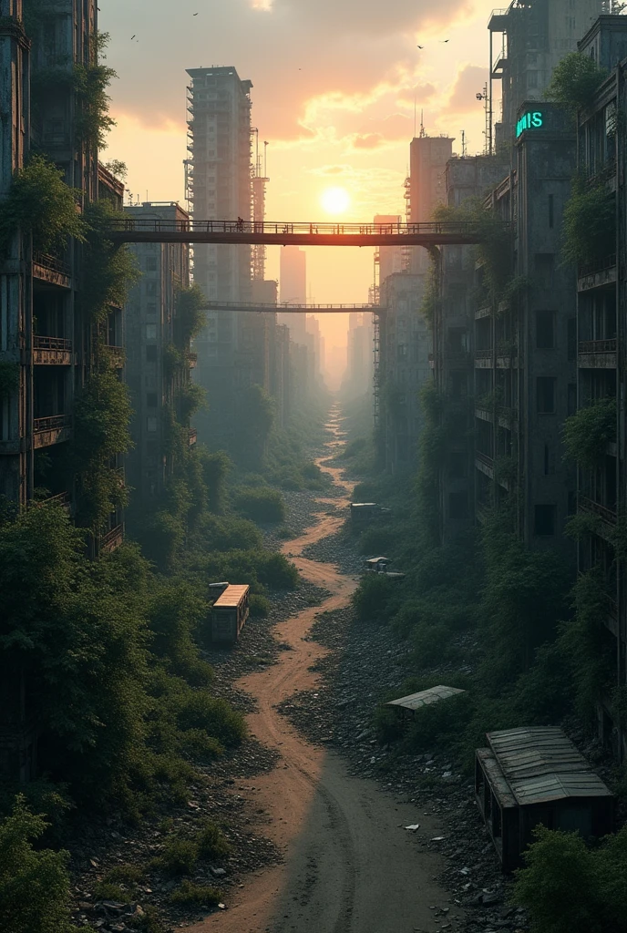 Post-apocalyptic city seen from above