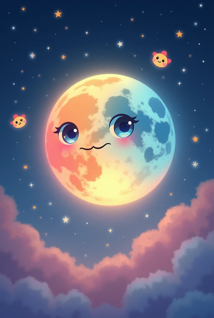 A moon that is tender with bright colors for a story that has big eyes and baby suns