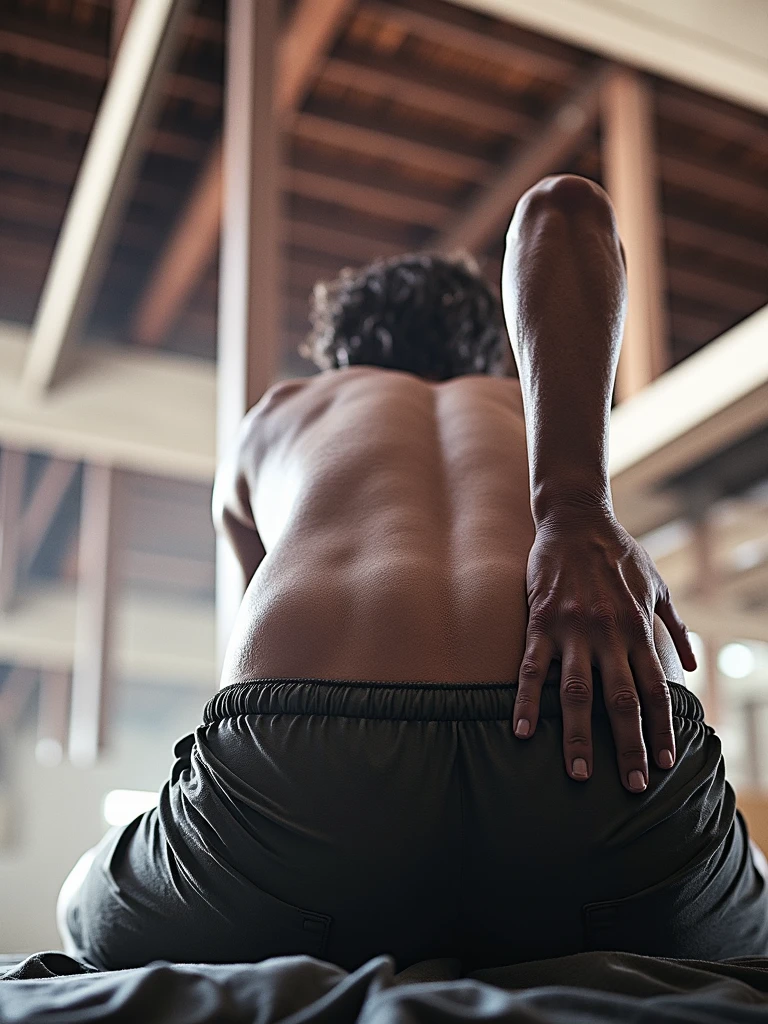 a man with a light tan, short hair, bent over showing his anus, spreading his buttocks with both hands, realistic, photorealistic, high quality, 8k, best quality, extremely detailed, intricate details, hyperrealistic, cinematic lighting, dramatic lighting, moody lighting, chiaroscuro, dark and gritty, dramatic shadows, rich colors, vibrant colors, highly saturated colors