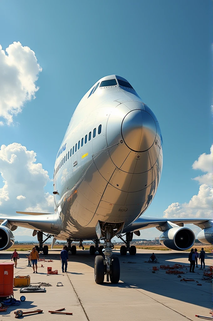 A Boeing 747 passenger aircraft assembled from individual parts from Ikea,Photoreal