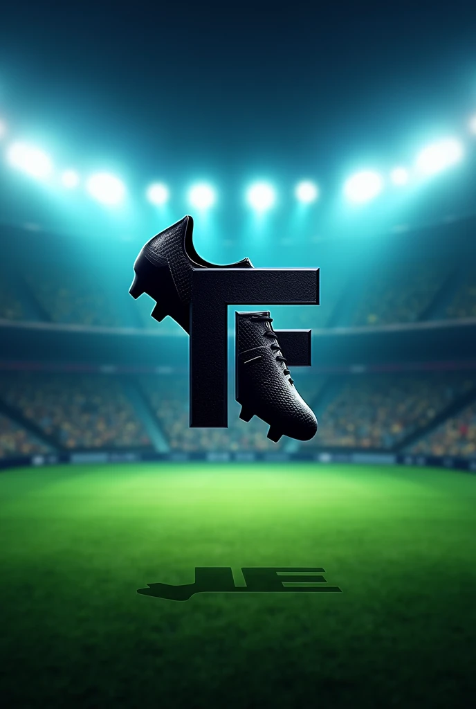 Design a modern and dynamic logo for a sports channel called &#39;Trivela Esportes&#39;. The main focus of the logo should be an all-black soccer cleat with the channel&#39;s name acronym.