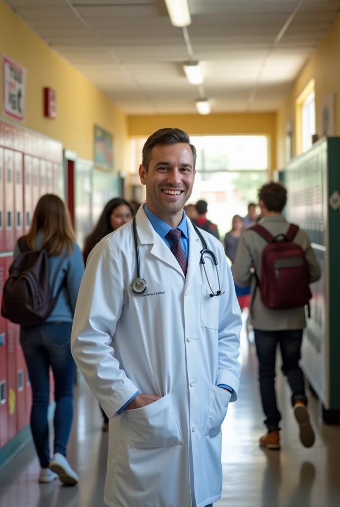 Male physician at a high school in the United States 